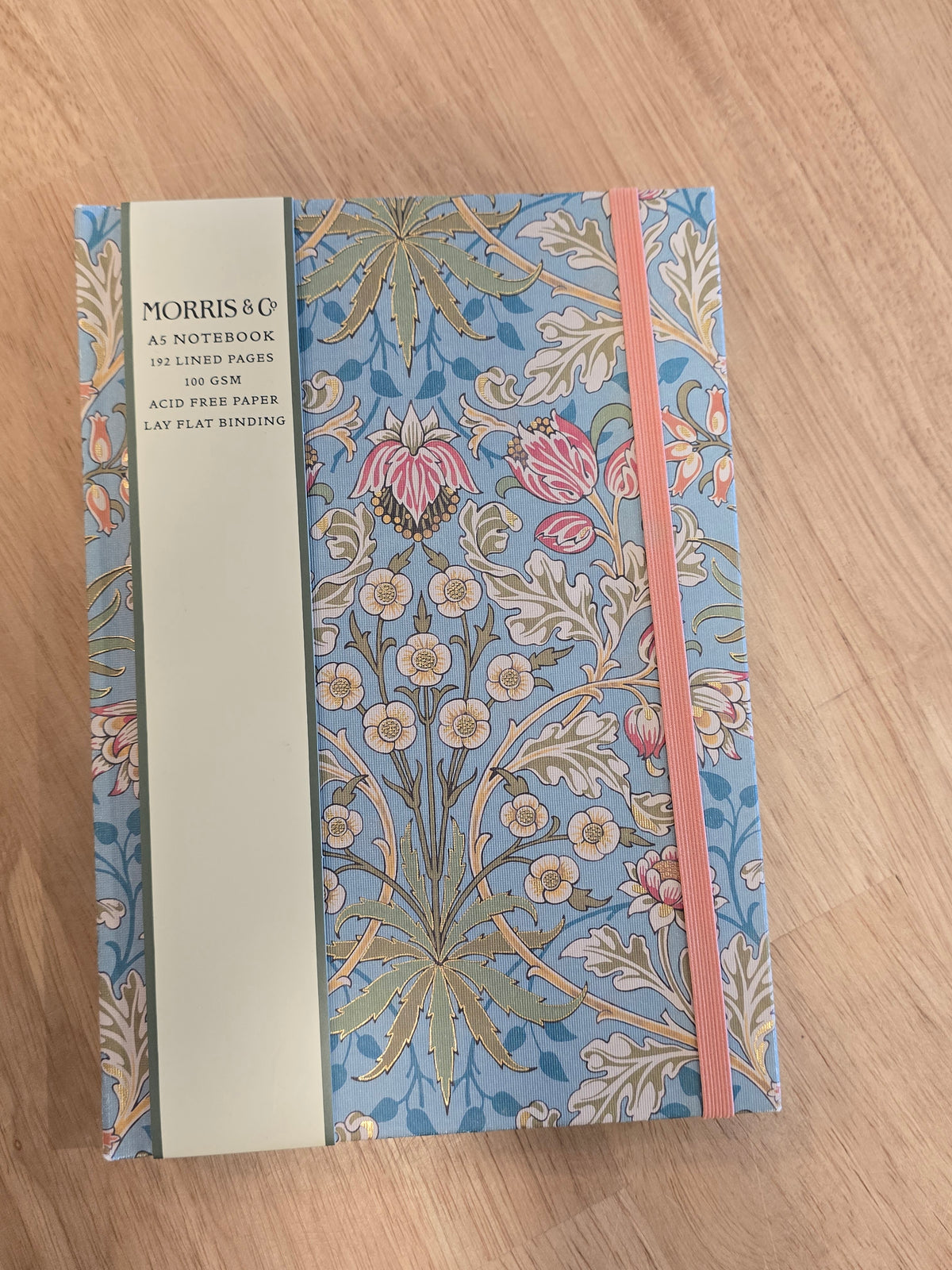 Floral Lined Notebook, Blue & Coral