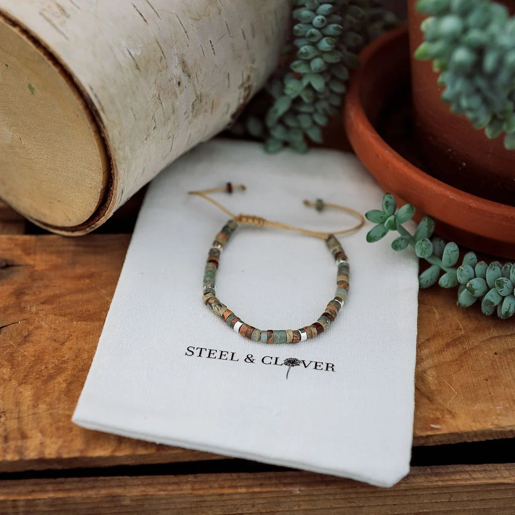 Pipestone Bead & Stone Bracelet