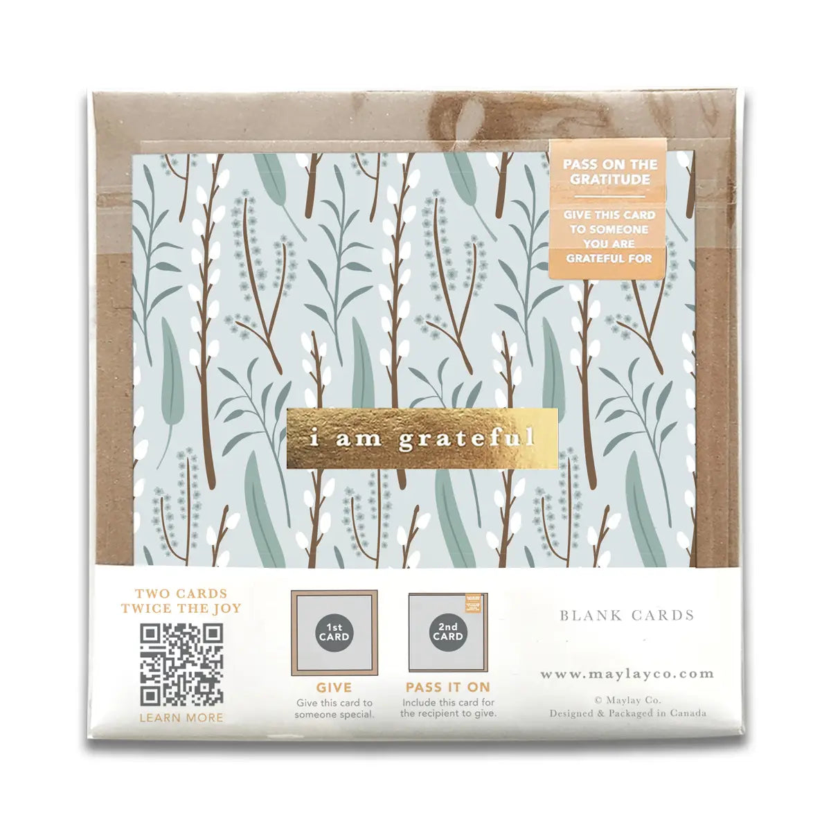 Winter Flora “I Am Grateful” Gratitude Greeting Card