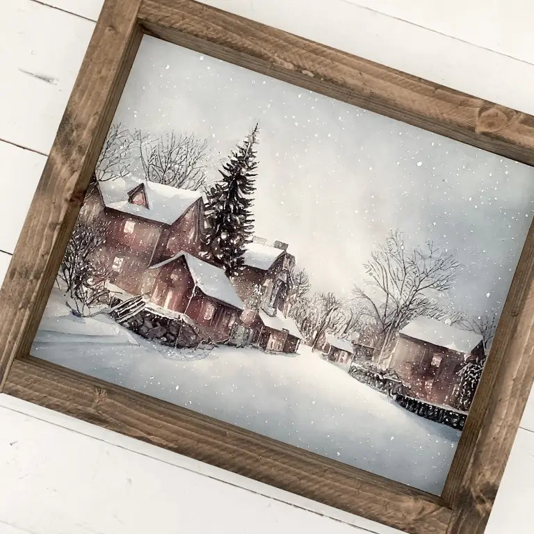 Snowy Village Print