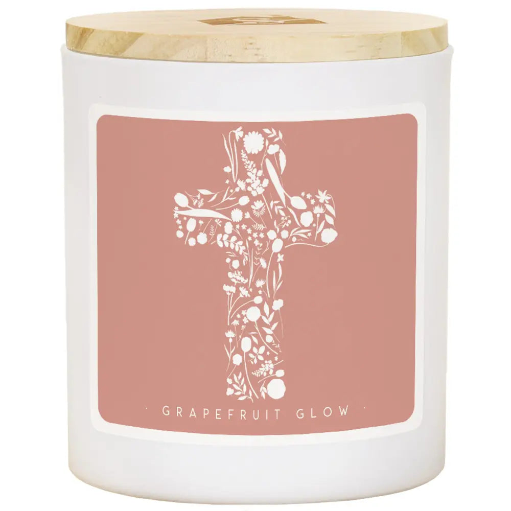 Floral Cross Candle