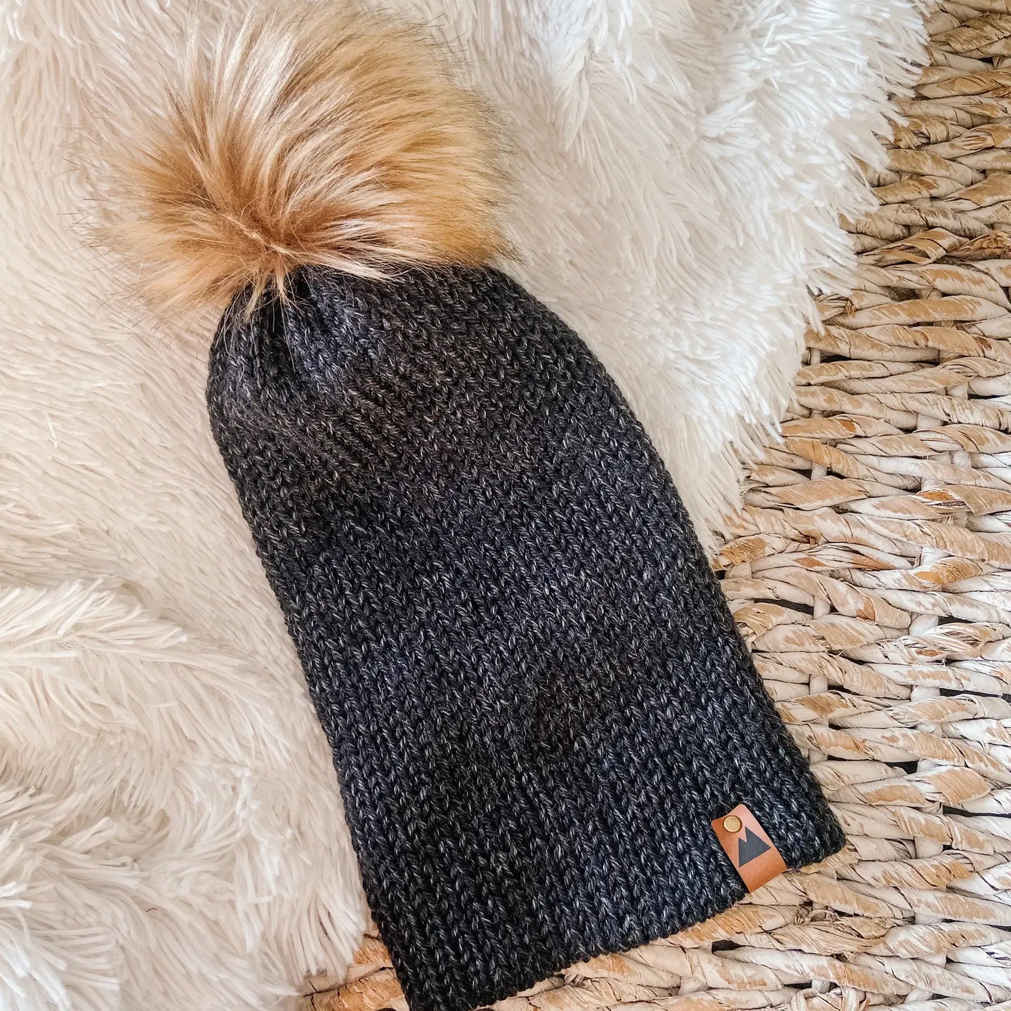 Knit Beanie Toque with Fur Pom Pom