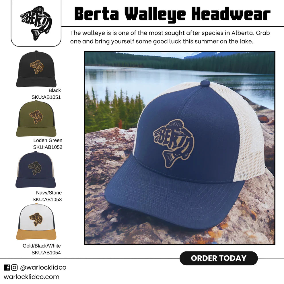 Berta Walleye Snapback Hats | Adjustable Leather Patch Hat