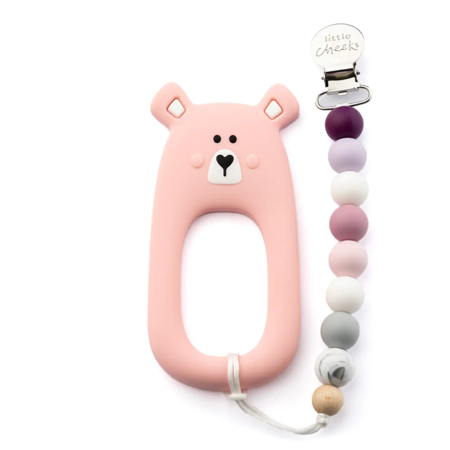 Pink Bear Teether Clip