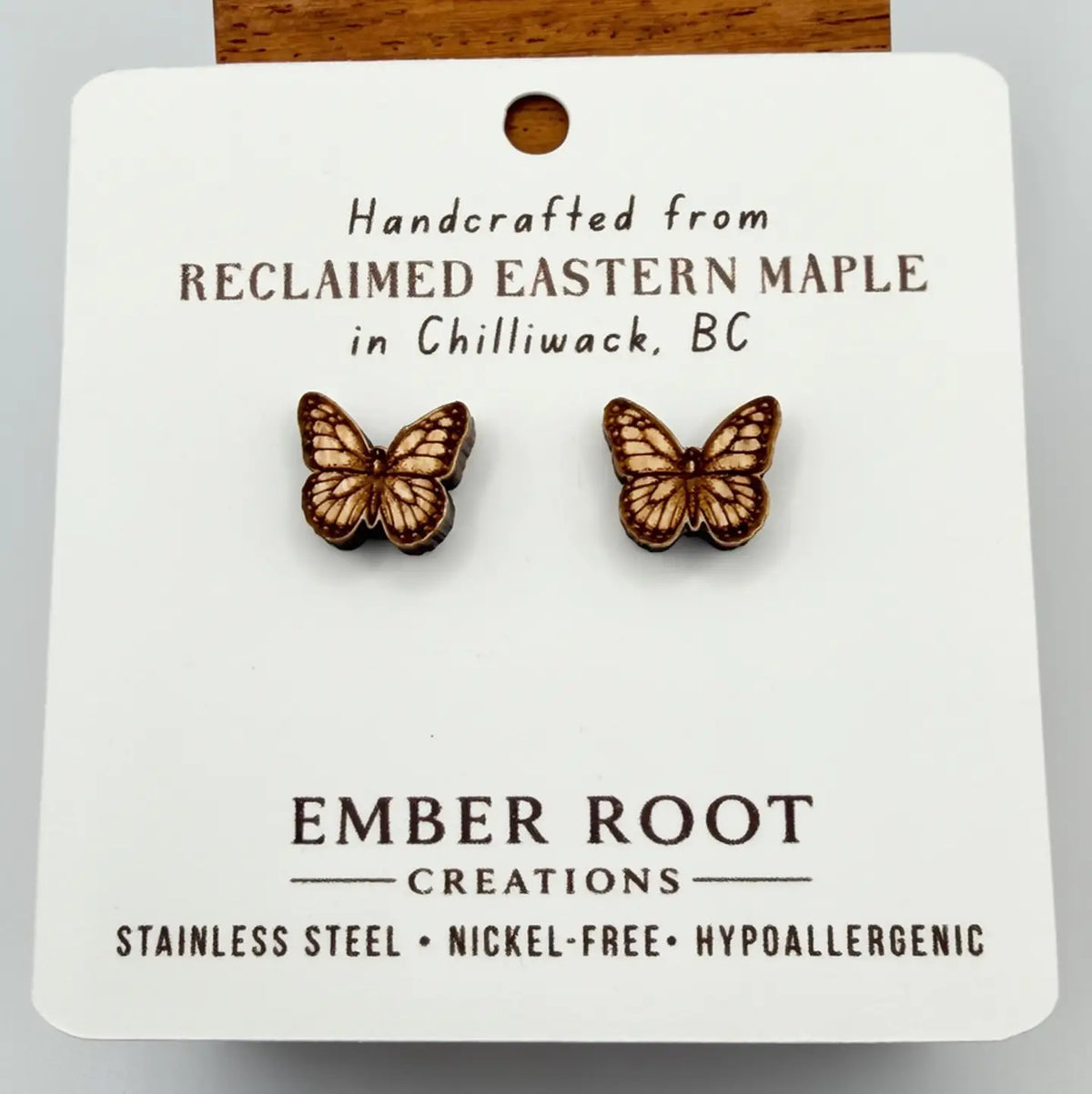Butterfly Wood Stud Earrings