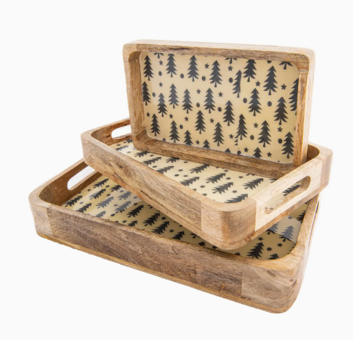 Wooden Enamel-Coated Tray