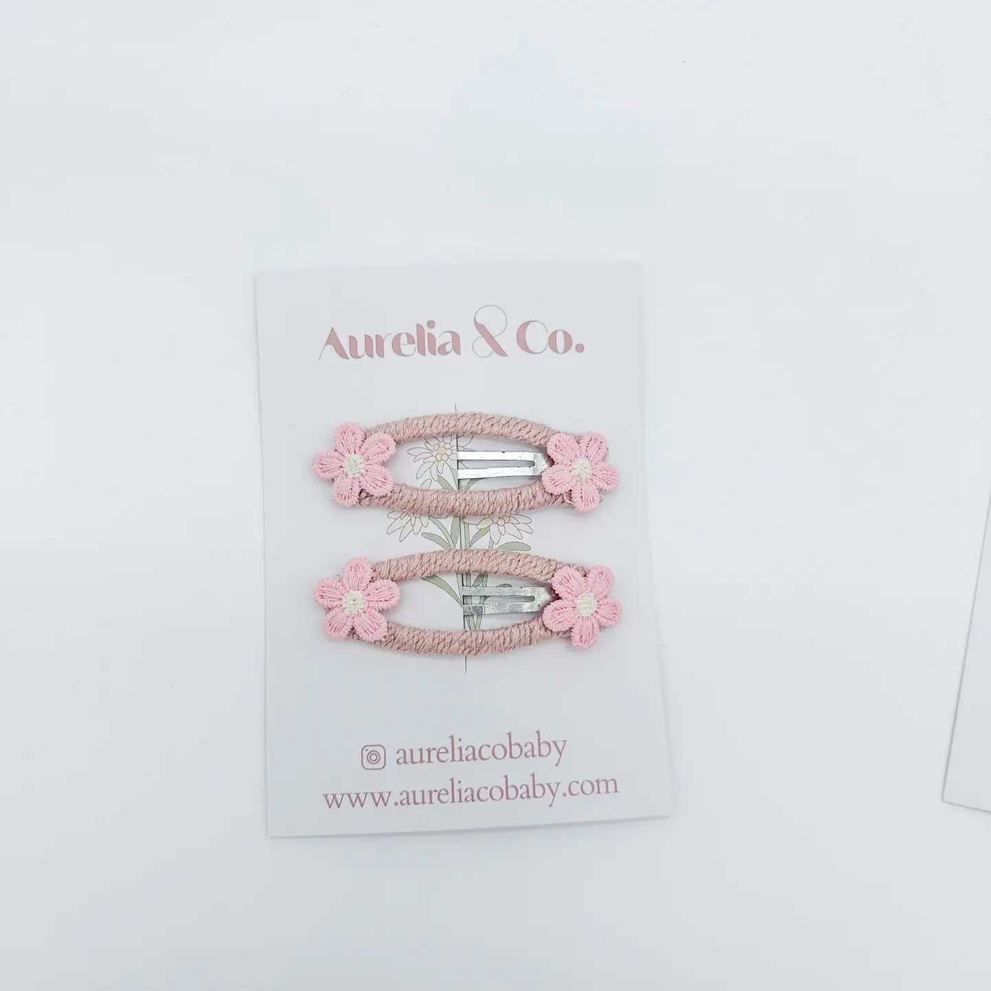 Peek A Boo Wrapped Flower Barrettes-Pink
