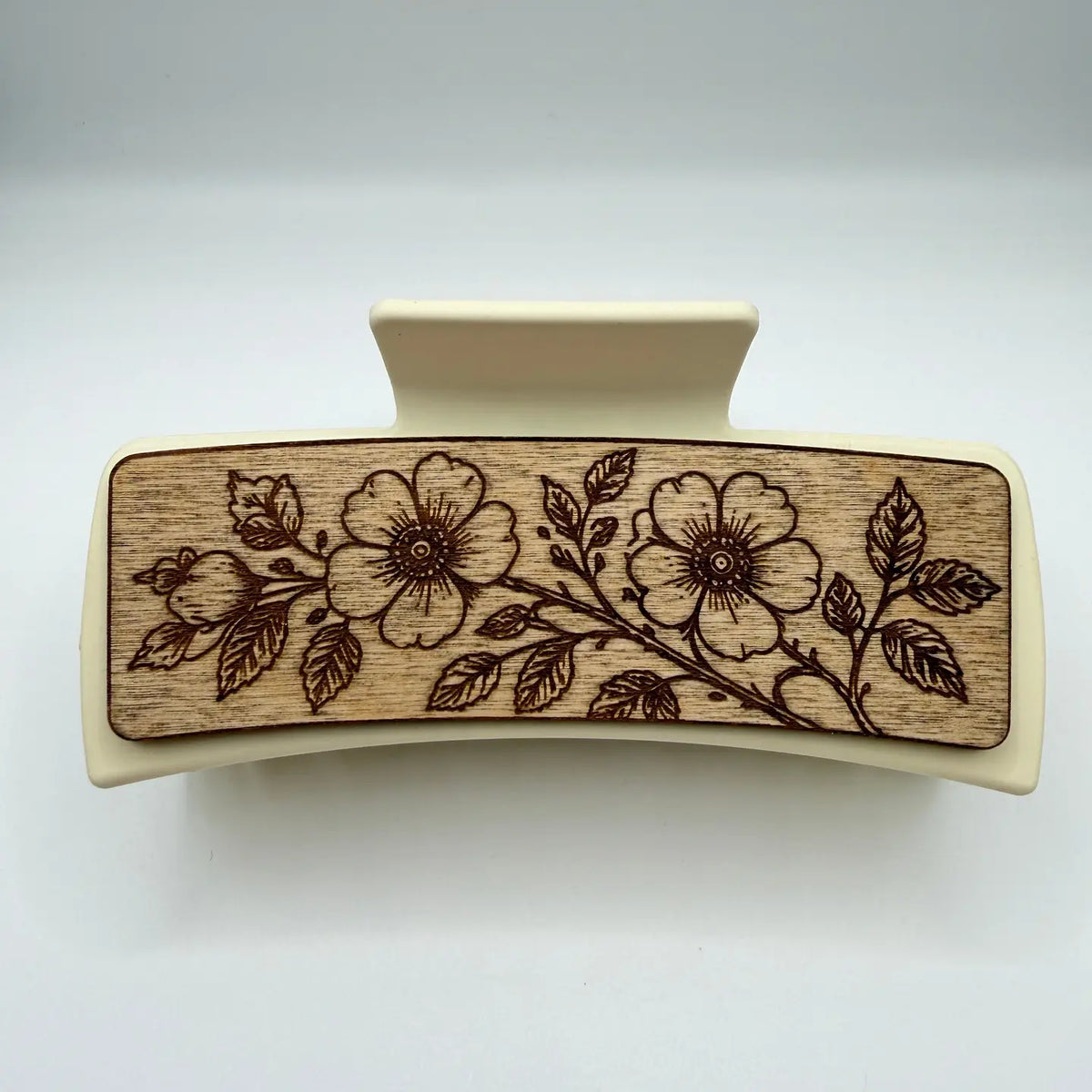 Wild Rose Wood Hair Claw Clip Large