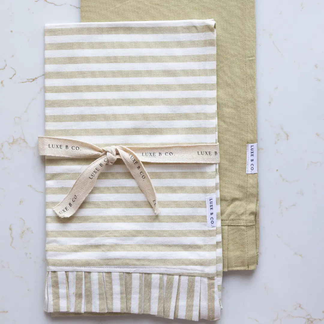 Green & White Ruffle Dish Towel