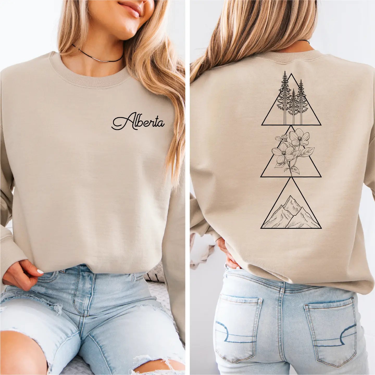 Geometric Alberta Crewneck Sand