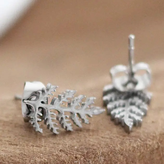 Mini Fern Earrings (Silver)