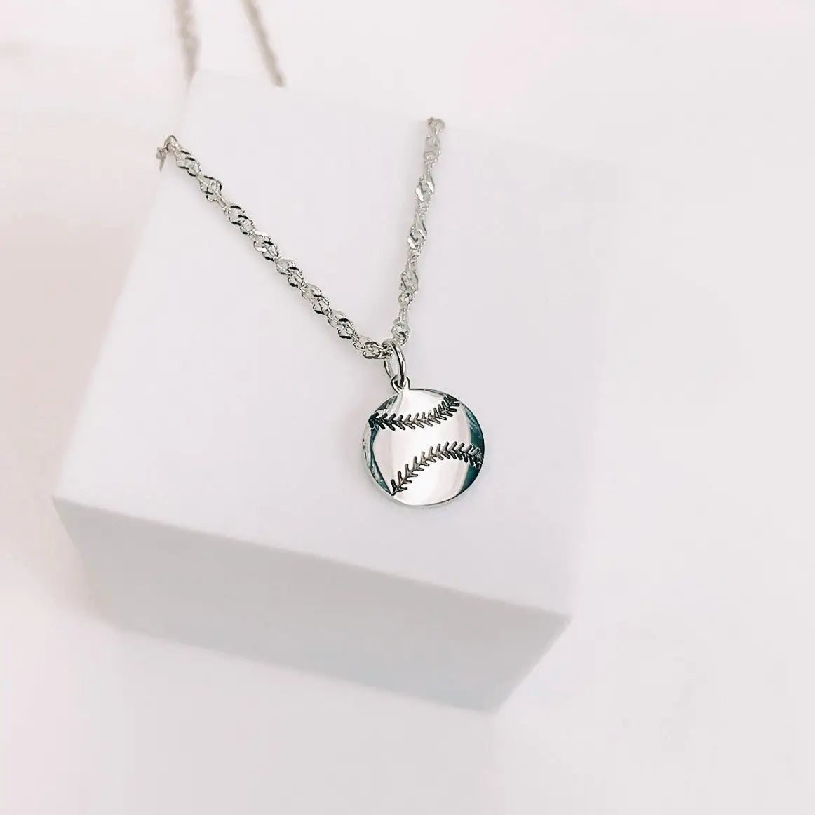 Softball Necklace Silver