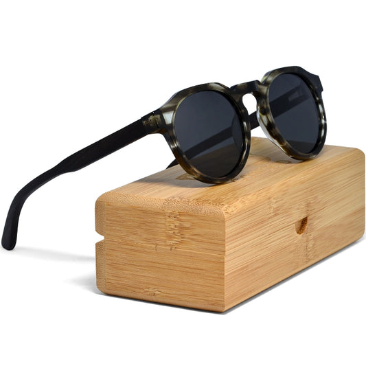 Ebony Panto Sunglasses with Black Polarized Lenses