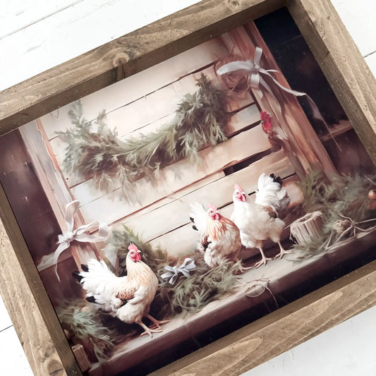 Christmas Chickens Print