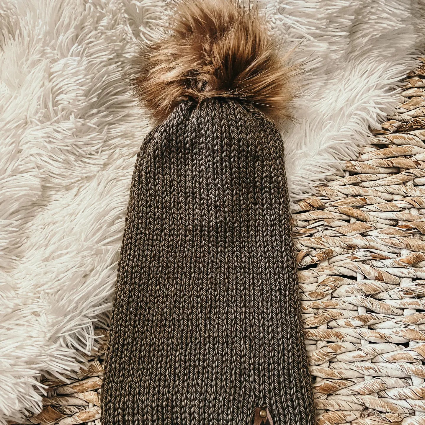 Knit Beanie Toque with Fur Pom Pom