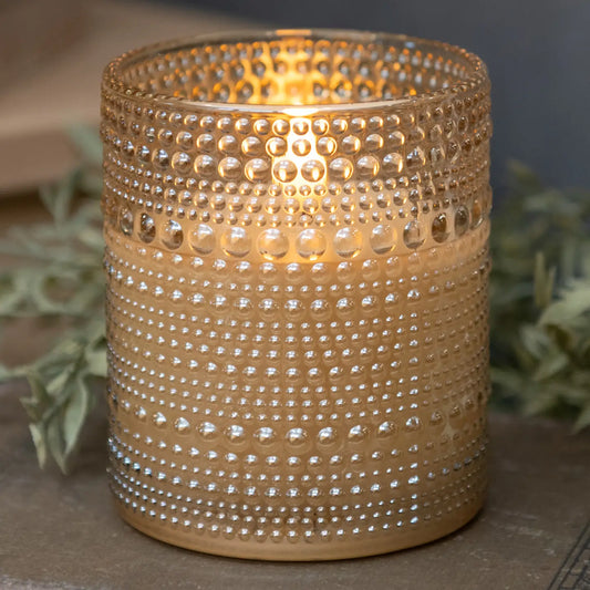 Champagne Dotted Glass 3D Flame Candle