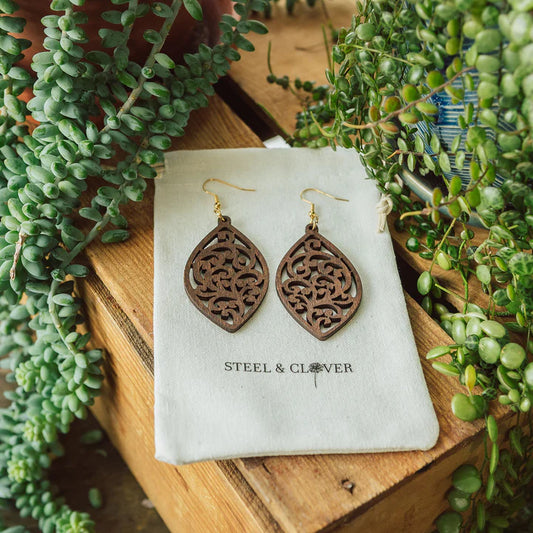 Juniper Scroll Wooden Earrings