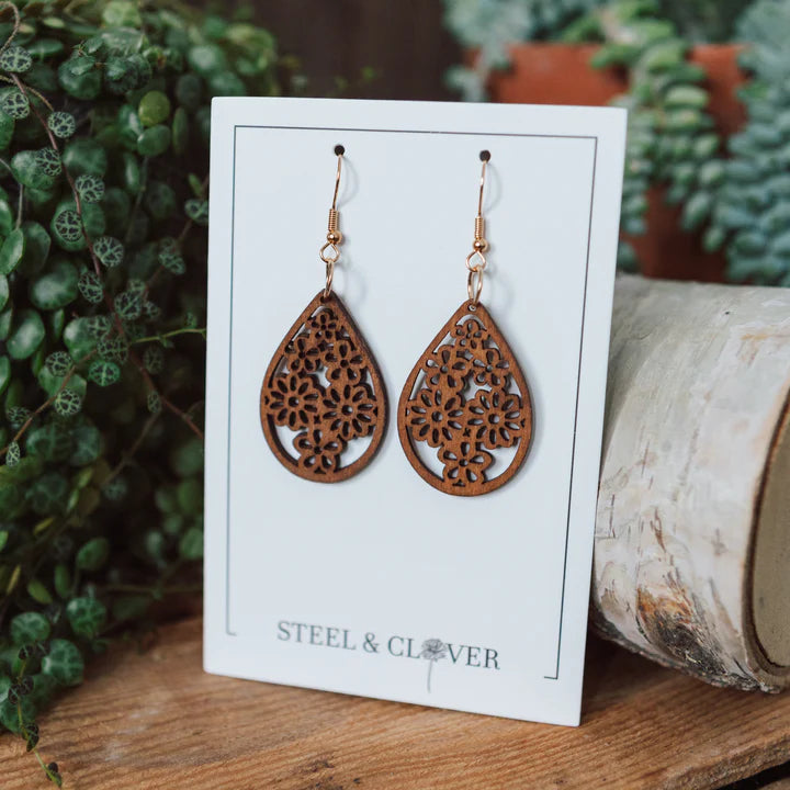 Daisy Wooden Earring