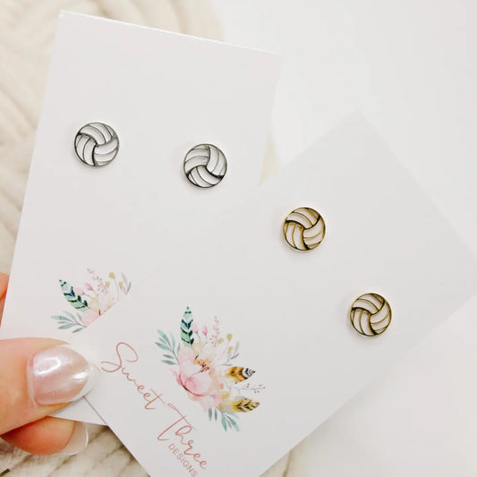 Silver Volleyball Earrings