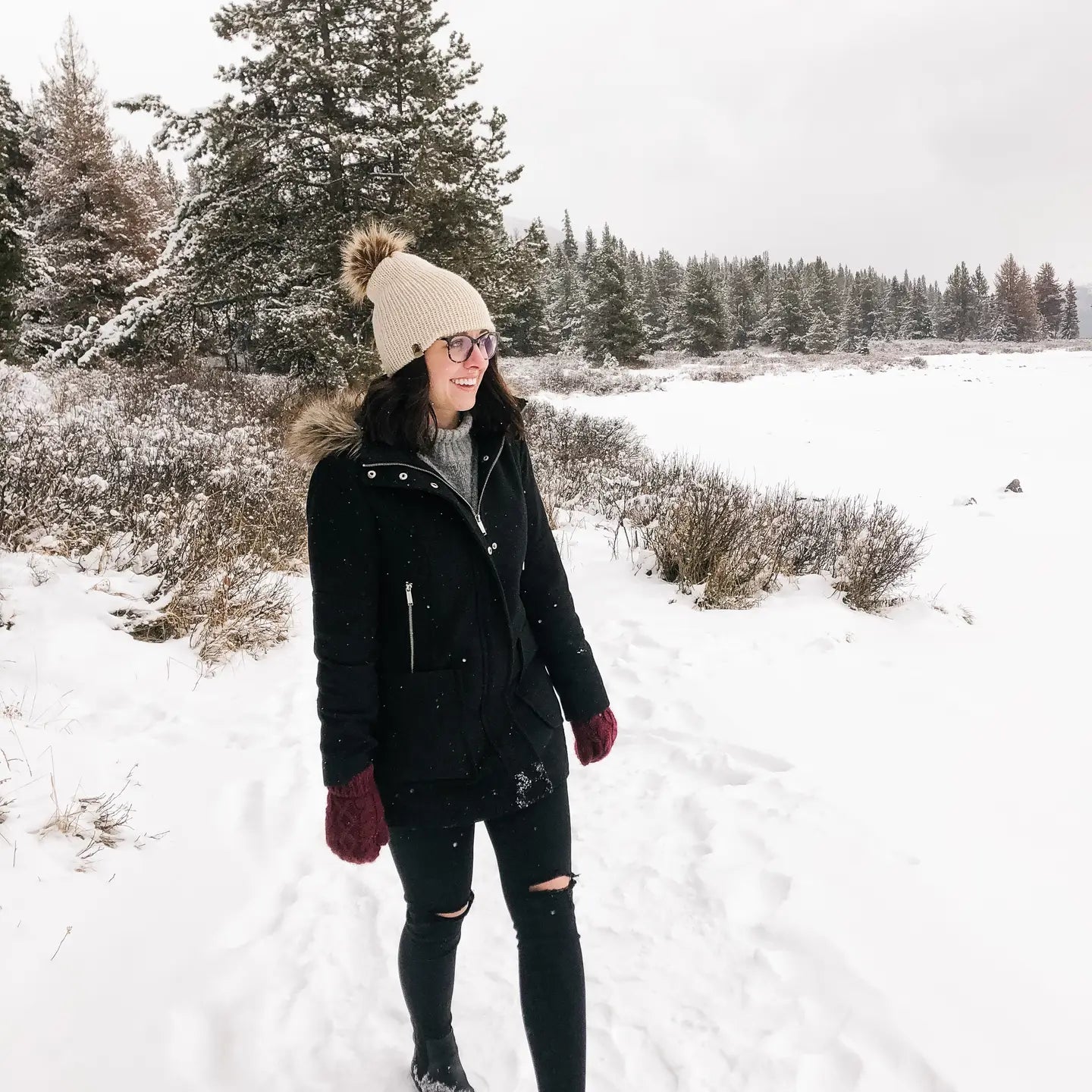 Knit Beanie Toque with Fur Pom Pom