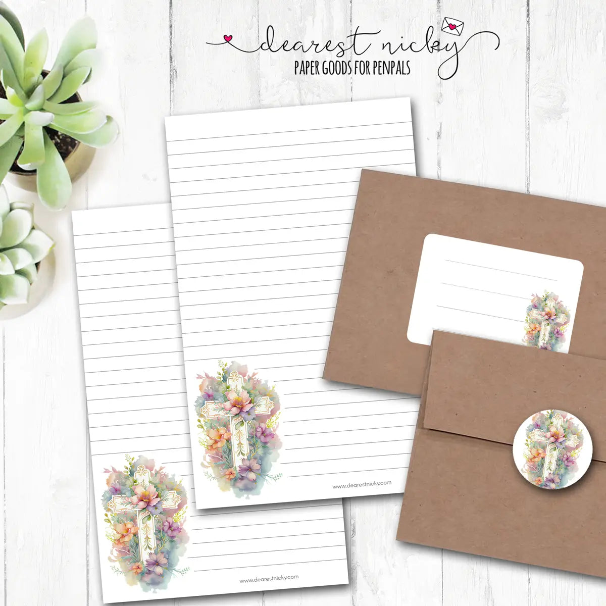 Floral Cross Letter Writing Set