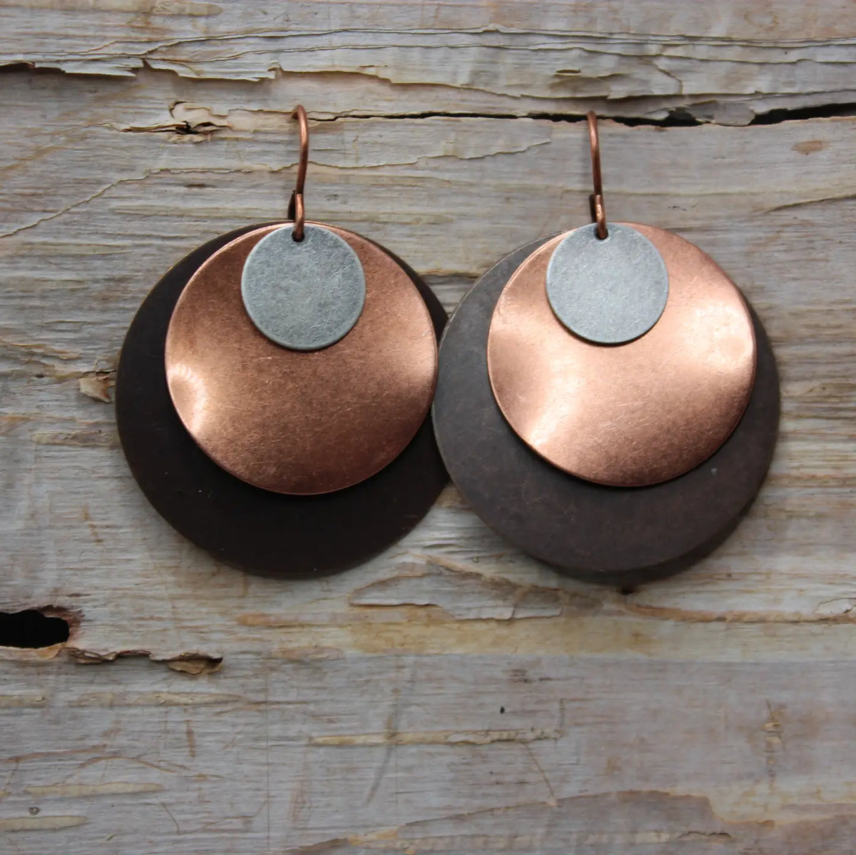 Pewter Copper & Antiqued Silver Discs