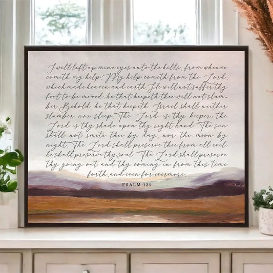 Psalm 121 | I Will Lift Up My Eyes To the Hills | Vintage Canvas Wrap