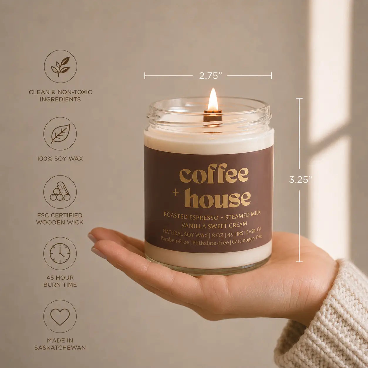 Coffee House | 8oz Non Toxic Soy Candle