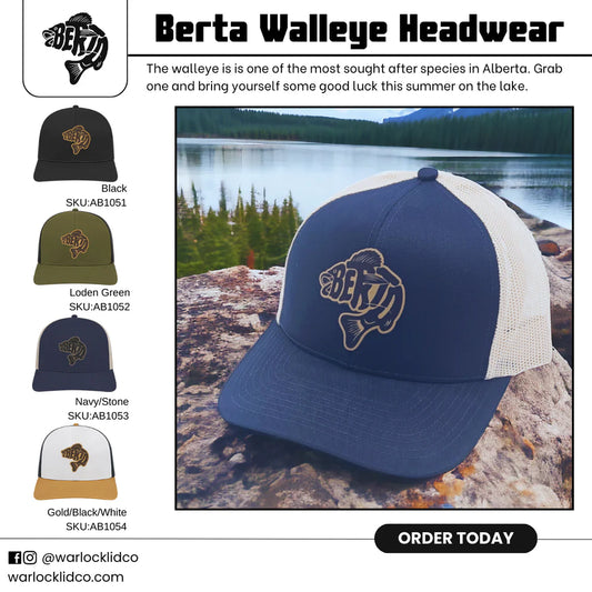 Berta Walleye Snapback Hats | Adjustable Leather Patch Hat