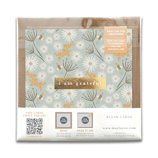 Bees Floral “I Am Grateful” Gratitude Greeting Card