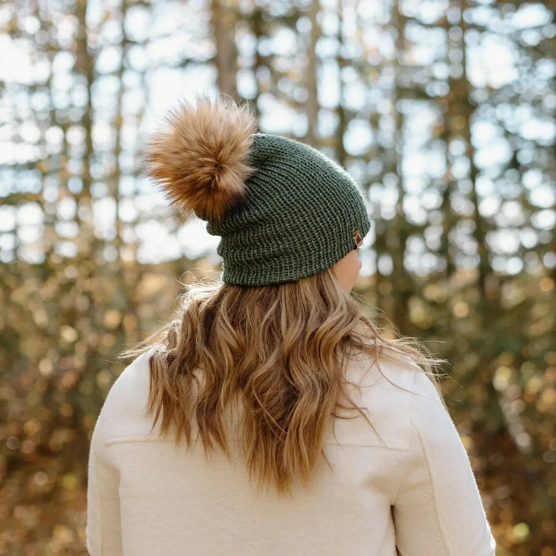 Knit Beanie Toque with Fur Pom Pom