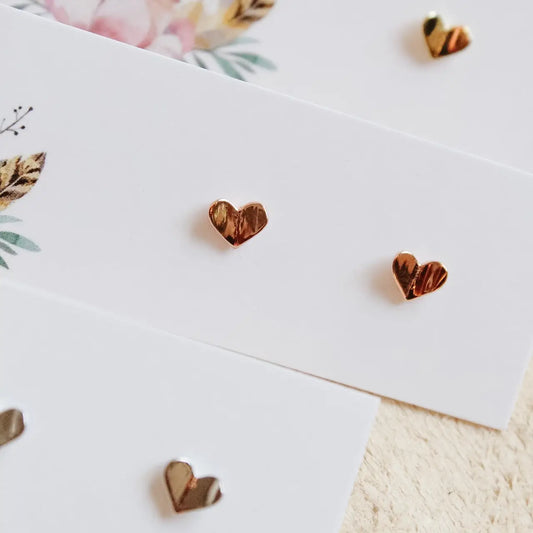 Gold Tiny Heart Studs