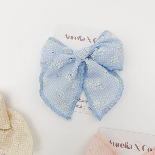 Hair Bow Clip-Blue