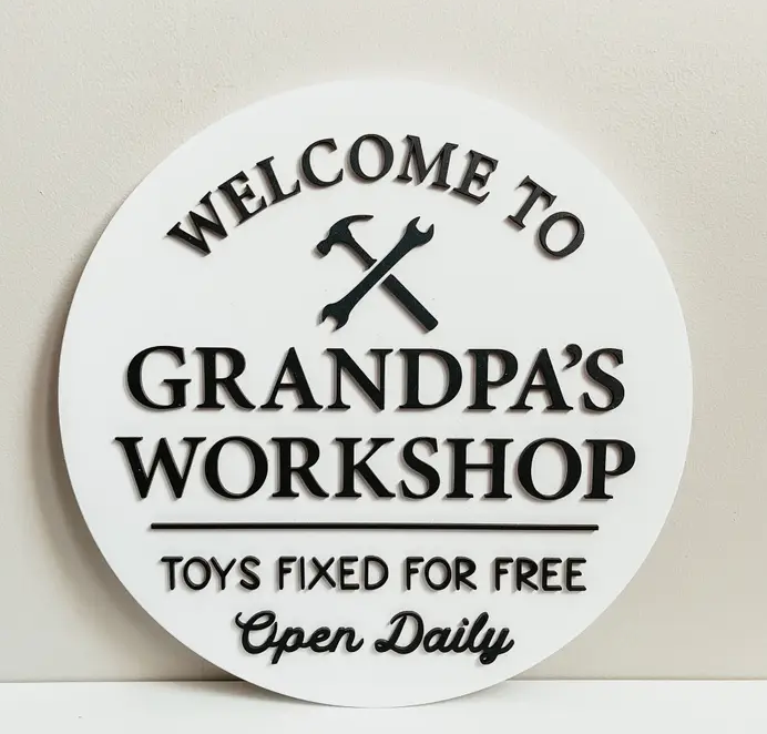 Grandpa's Workshop Round Sign