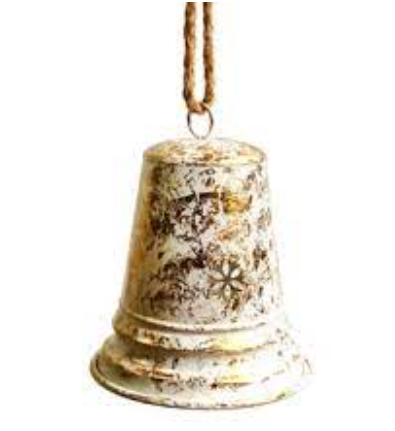 Metal Bell, Gold/White, 8"