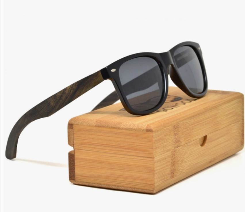 Ebony Wood Sunglasses with Black Polarized Lenses