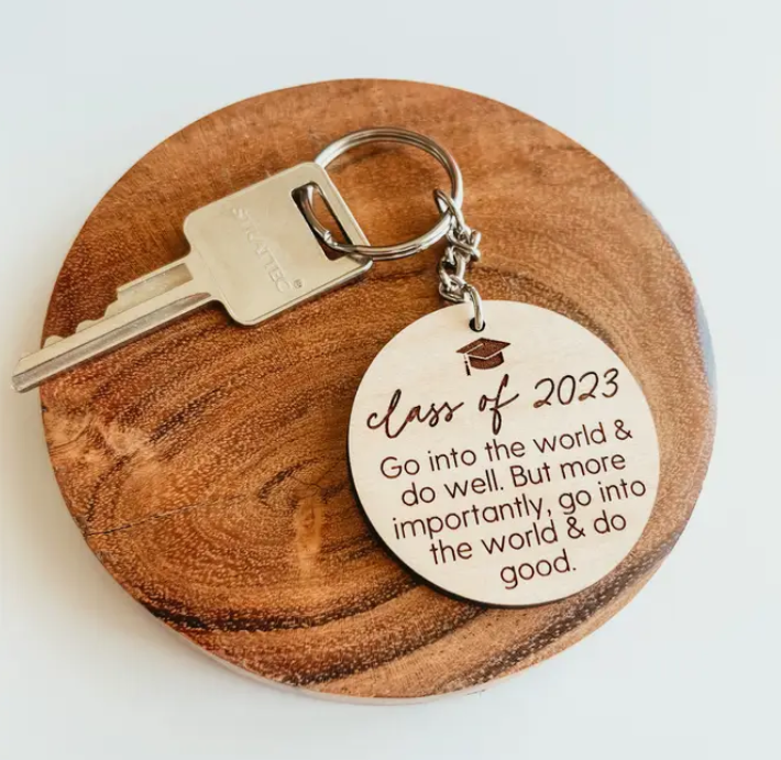 Class of 2023 With Quote Wooden Keychain