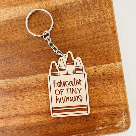 Educator Of Tiny Humans Crayon Wooden Keychain