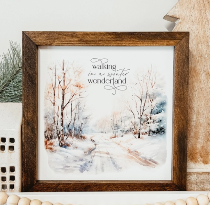 Walking in A Winter Wonderland Framed Sign