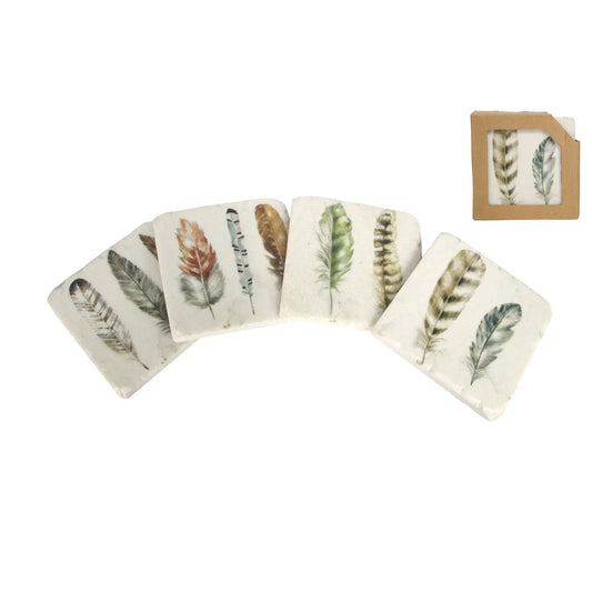 Resin Coasters With Feathers