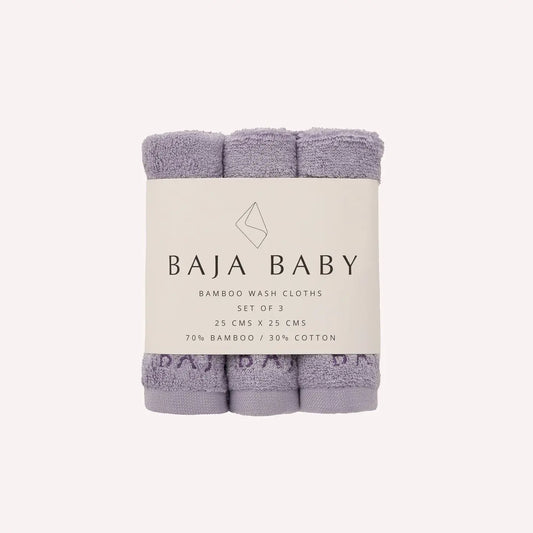 Bamboo Cotton Wash Cloths-Lavender 3 Pack