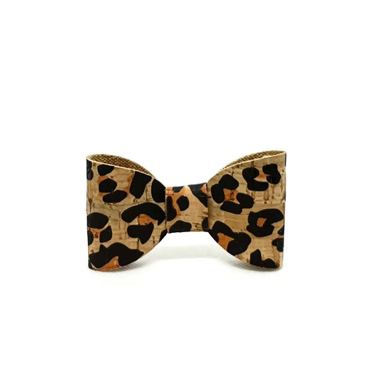 Leopard Cork Bow Hair Clip