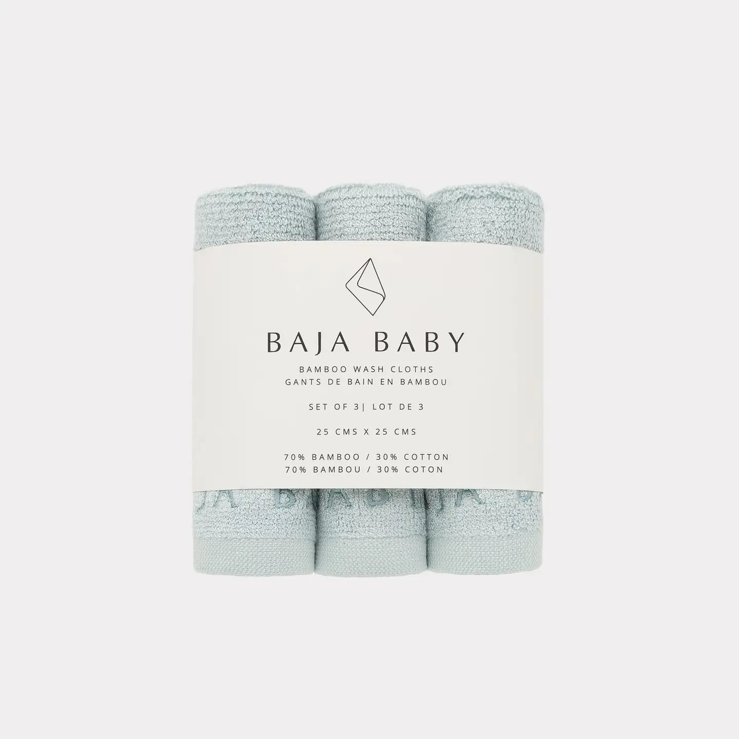 Bamboo Cotton Wash Cloths-Mist 3 Pack