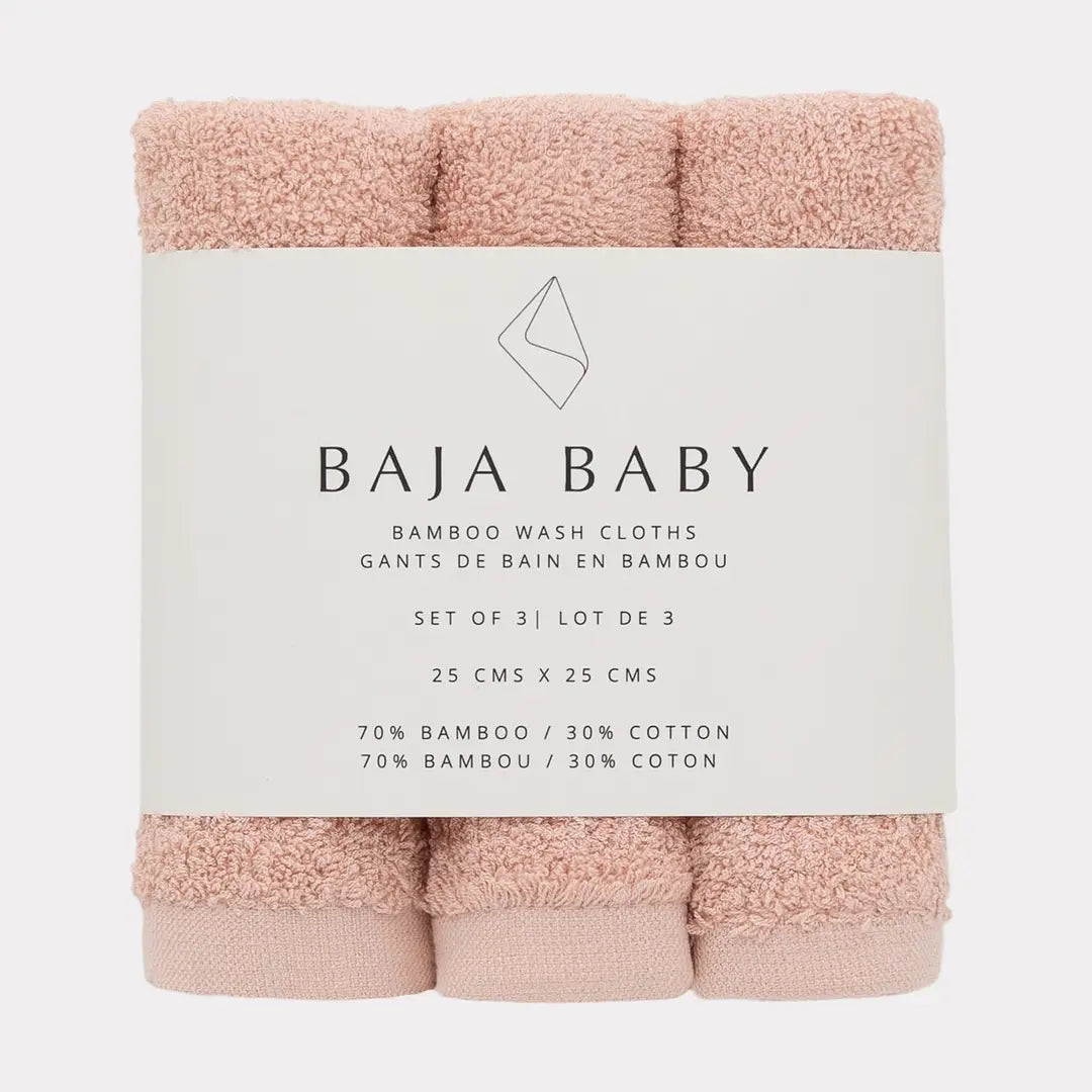 Bamboo Cotton Wash Cloths-Rose 3 Pack