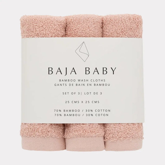 Bamboo Cotton Wash Cloths-Rose 3 Pack