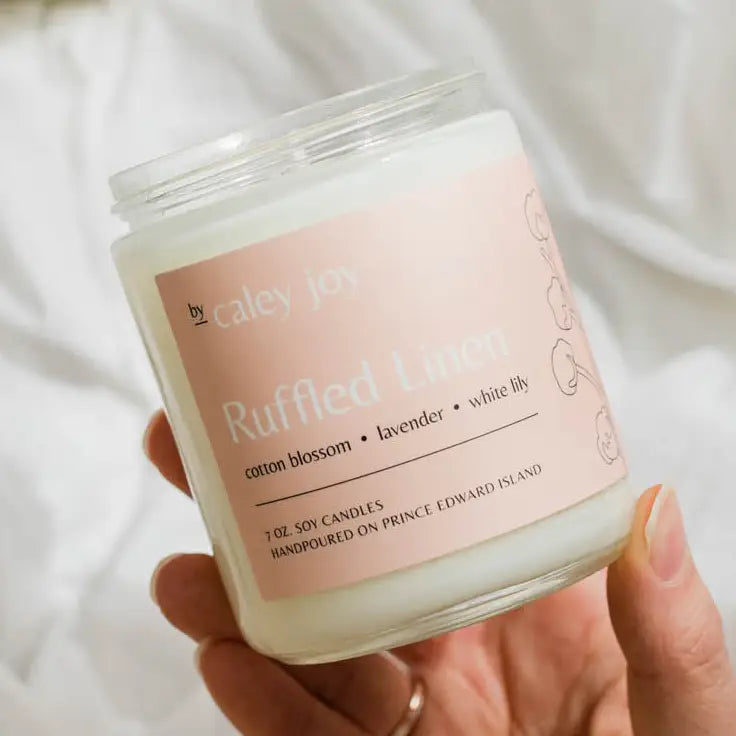 Ruffled Linen Candle