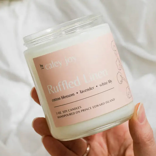 Ruffled Linen Candle
