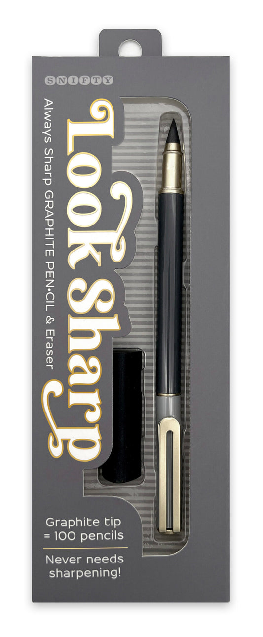 Look Sharp Graphite Pencil and Eraser Set Gray