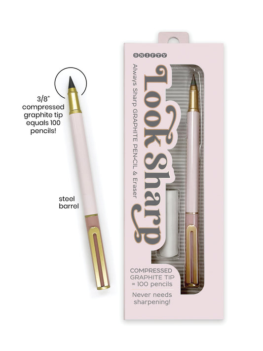 Look Sharp Graphite Pencil and Eraser Set Blush