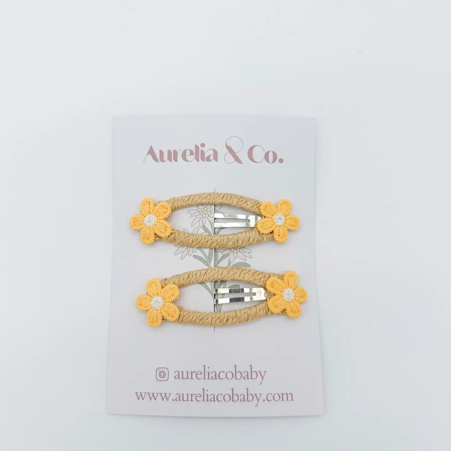 Peek A Boo Wrapped Flower Barrette-Yellow